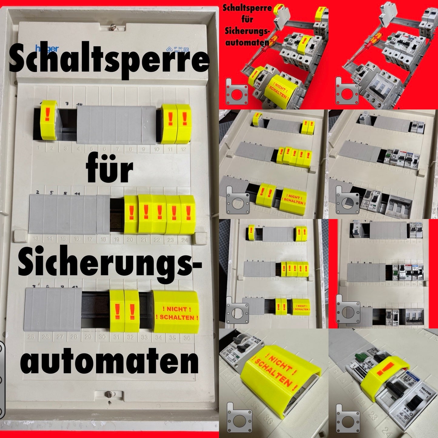Schaltsperre für Sicherungsautomaten Leitungsschutzschalter FI Hutschiene MCB LS