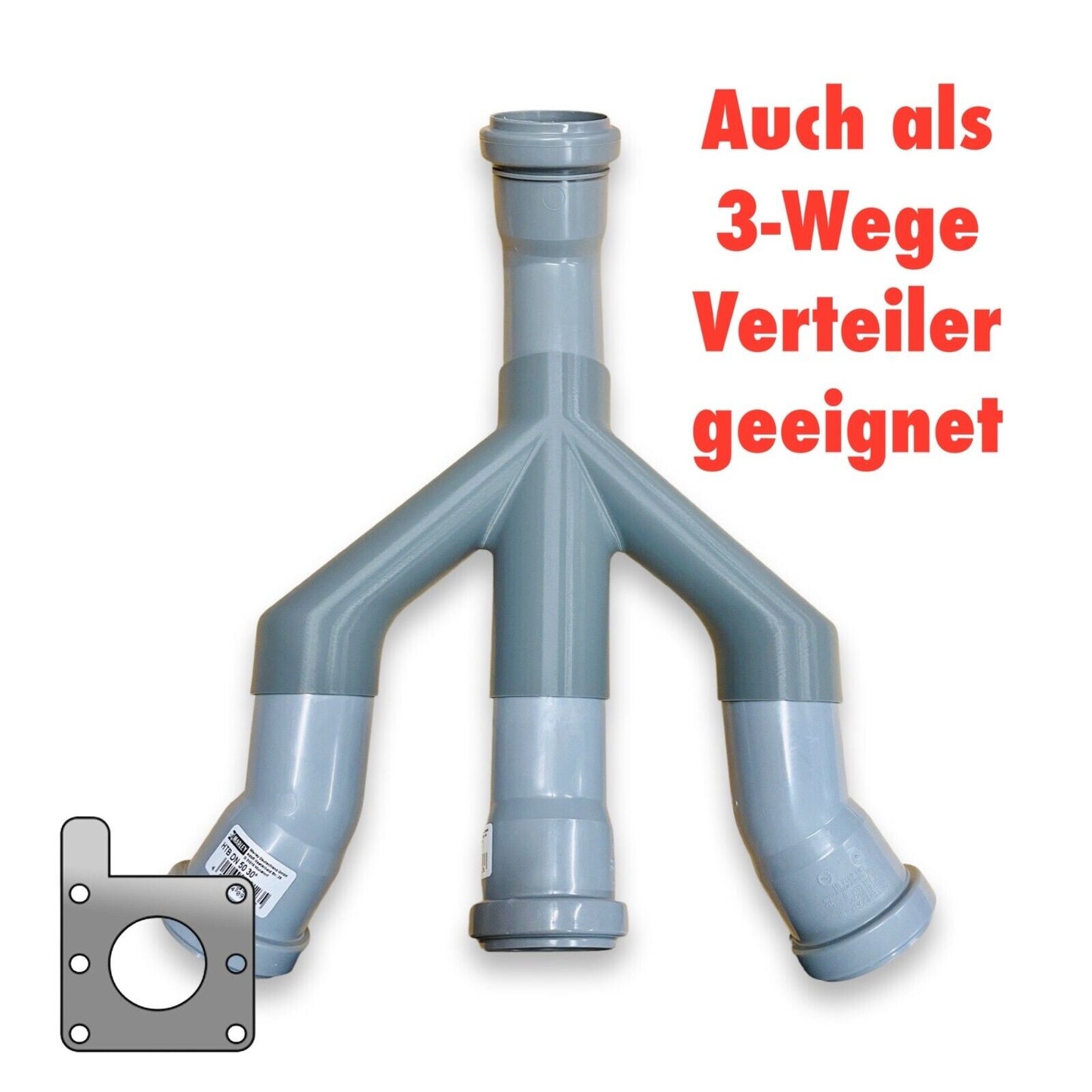 W-Adapter, 3-Wege Adapter, 3-fach DN50 Absauganlage Absperrschieber Blastgates