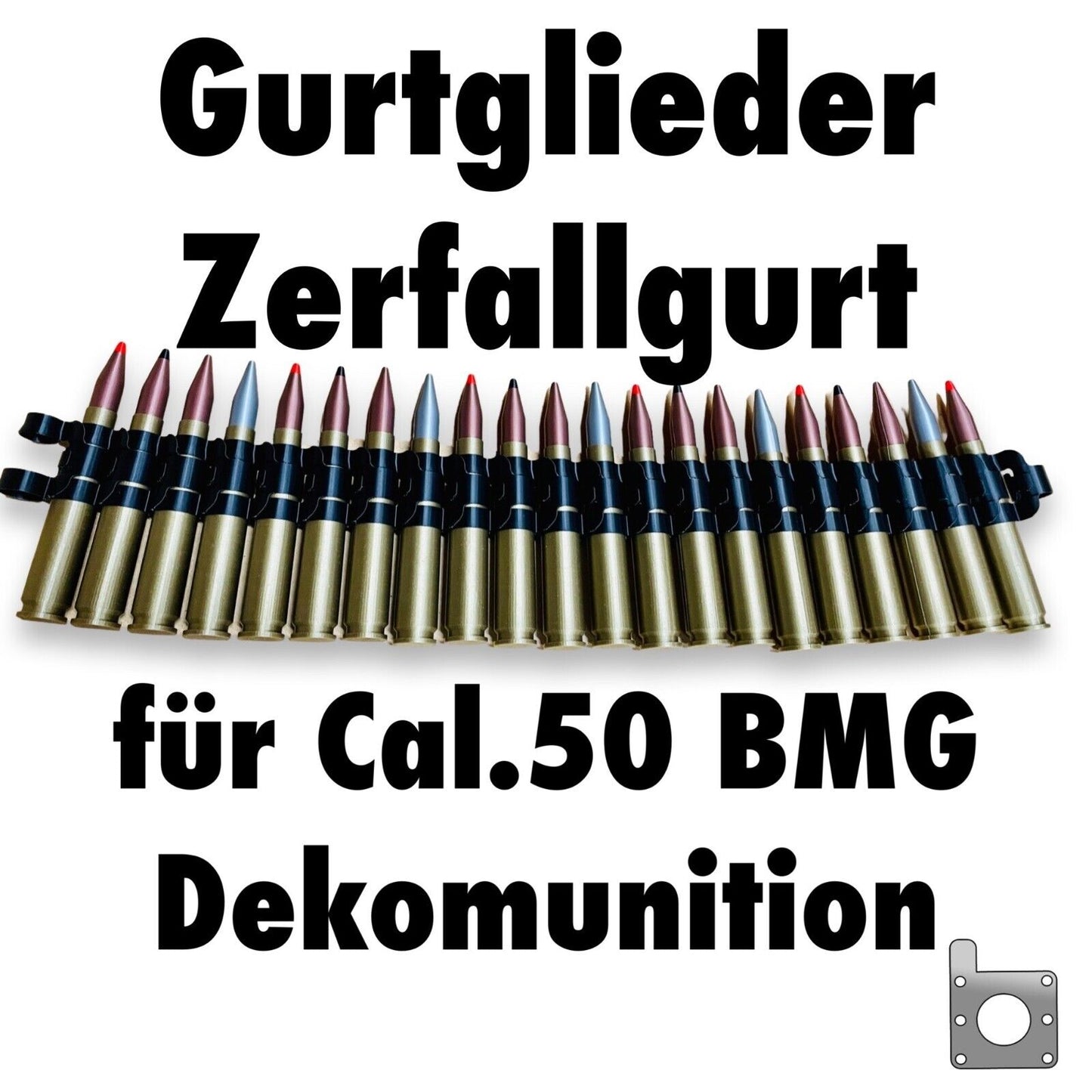 Gurtglieder Zerfallgurt für Cal.50 BMG Dekomunition 12,7x99 NATO KSK 3D-Druck