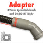 DN50 auf 32mm Spiralschlauch Adapter, Absauganlage Absperrschieber Blastgate HT-Rohr