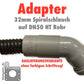 DN50 auf 32mm Spiralschlauch Adapter, Absauganlage Absperrschieber Blastgate HT-Rohr