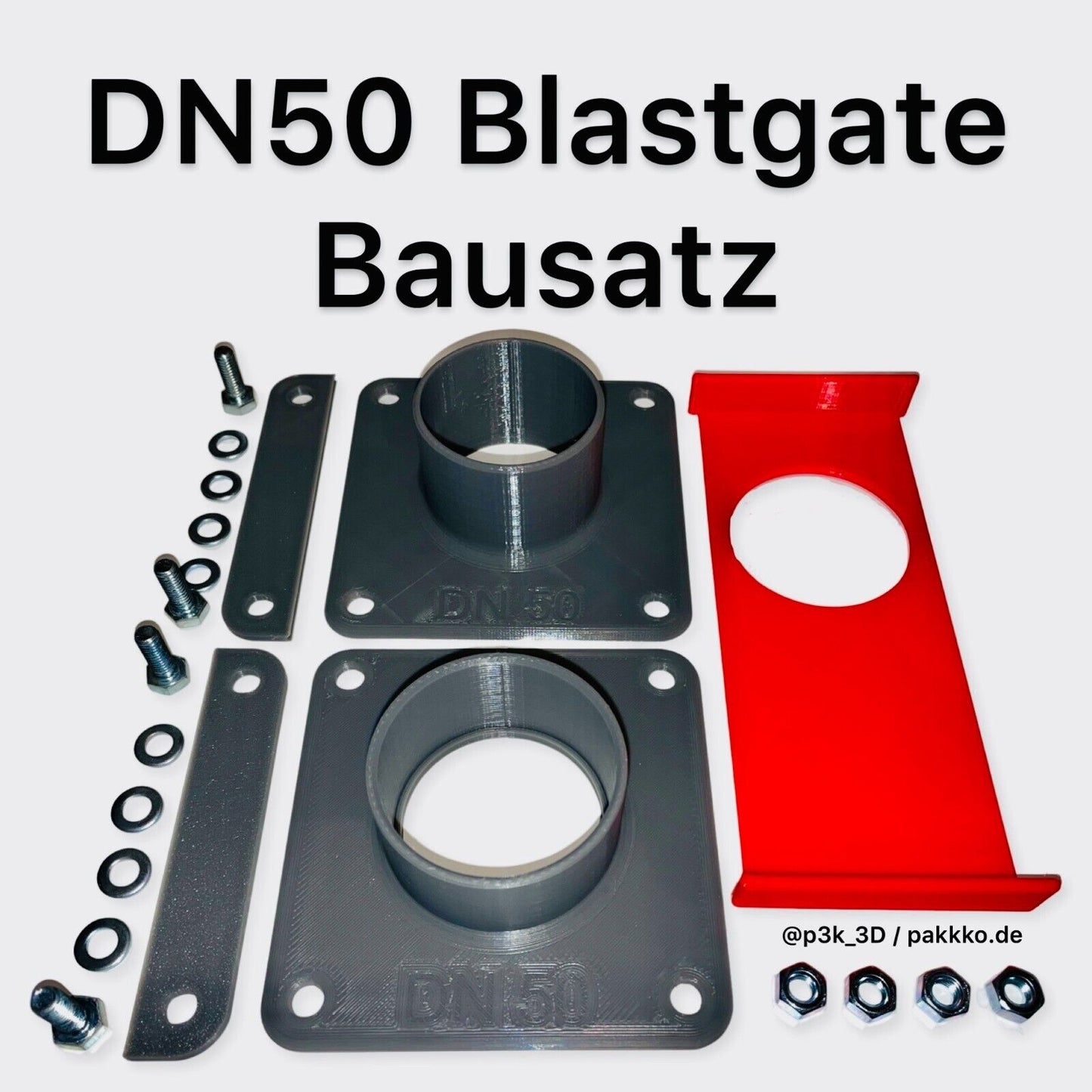 W-Adapter, 3-Wege Adapter inkl. 3x Blastgates DN50 Sparset Absauganlage Absperrschieber