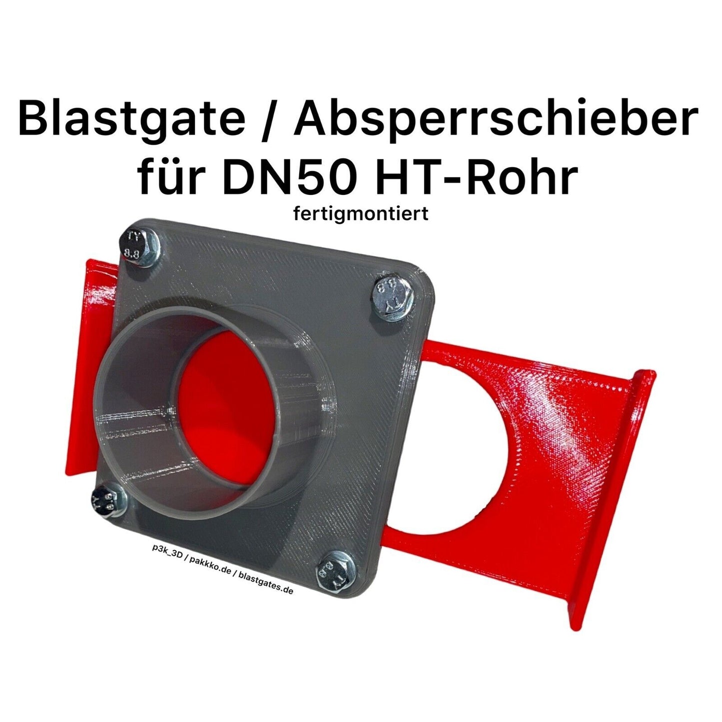 W-Adapter, 3-Wege Adapter inkl. 3x Blastgates DN50 Sparset Absauganlage Absperrschieber