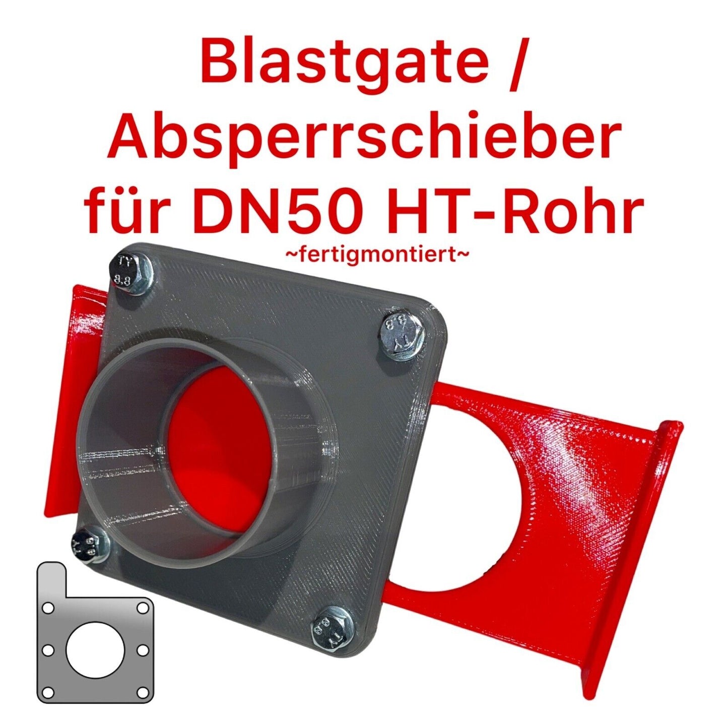 W-Adapter, 3-Wege Adapter inkl. 3x Blastgates DN50 Sparset Absauganlage Absperrschieber