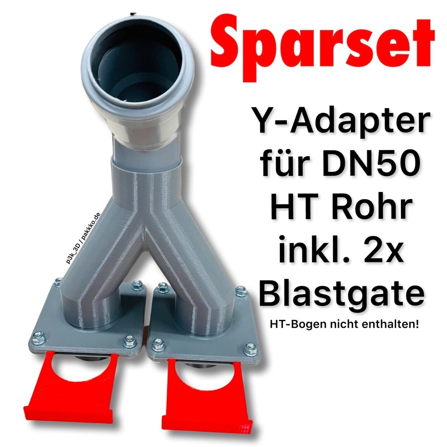 Y-Adapter inkl. 2x Blastgate Sparset DN50 Absauganlage