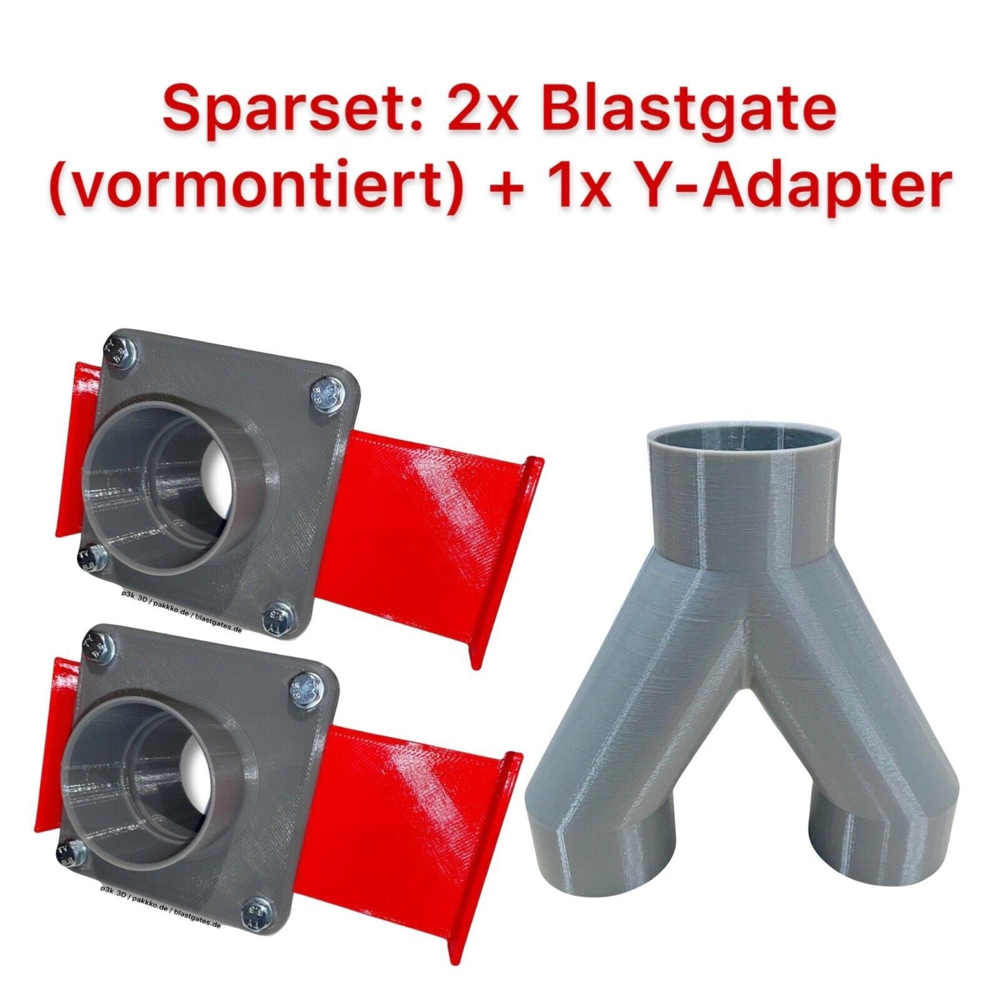 Y-Adapter inkl. 2x Blastgate Sparset DN50 Absauganlage