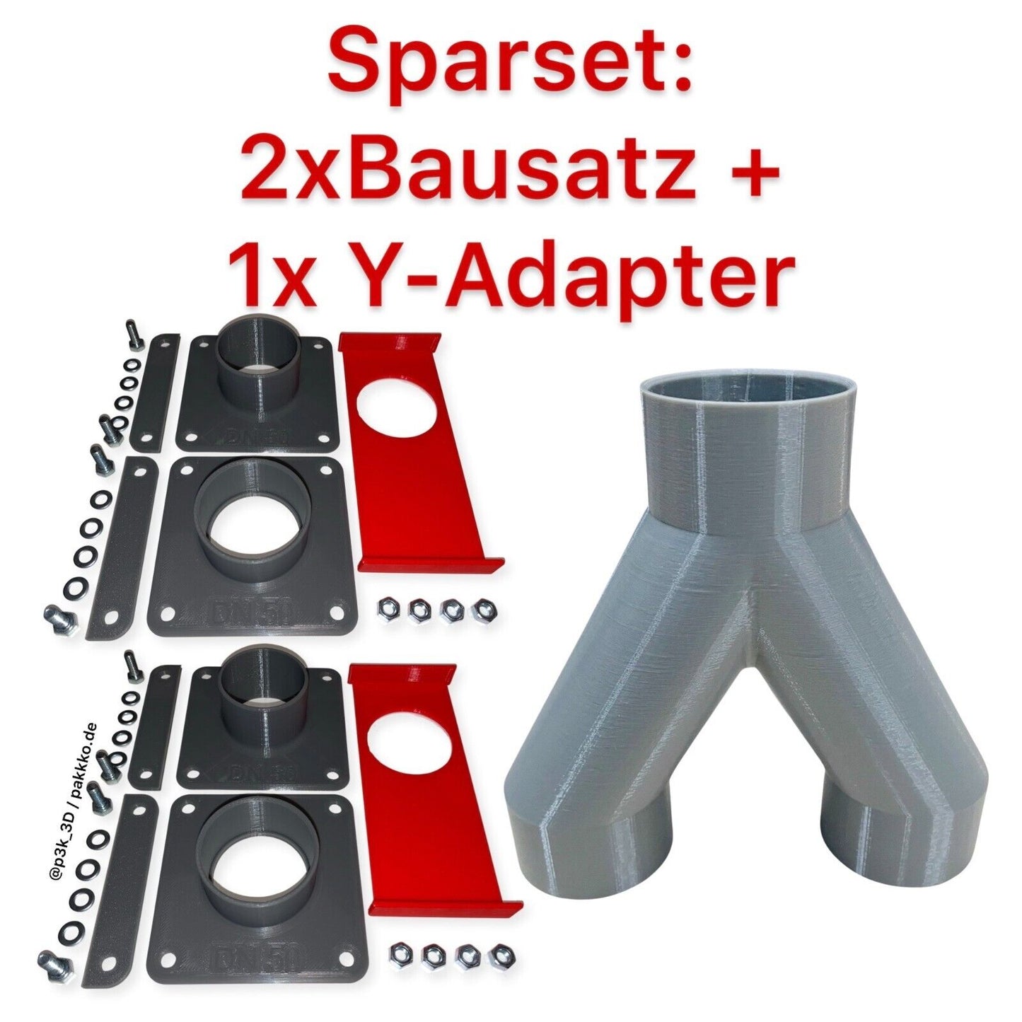 Y-Adapter inkl. 2x Blastgate Sparset DN50 Absauganlage