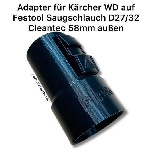 Adapter Kärcher WD-Serie auf Festool Saugschlauch D27/32 Cleantec 58mm